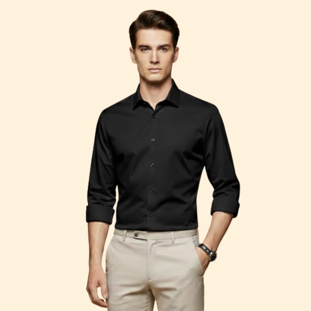 Men’s Slim-Fit Shirt with Collared Neck