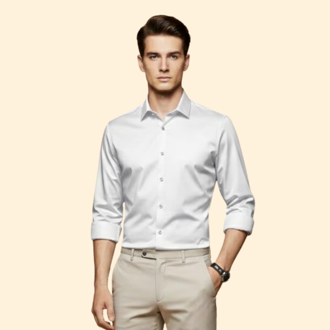 Men’s Slim-Fit Shirt with Collared Neck