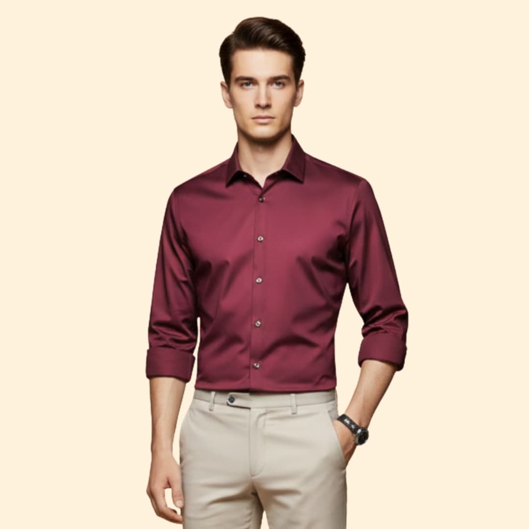 Men’s Slim-Fit Shirt with Collared Neck