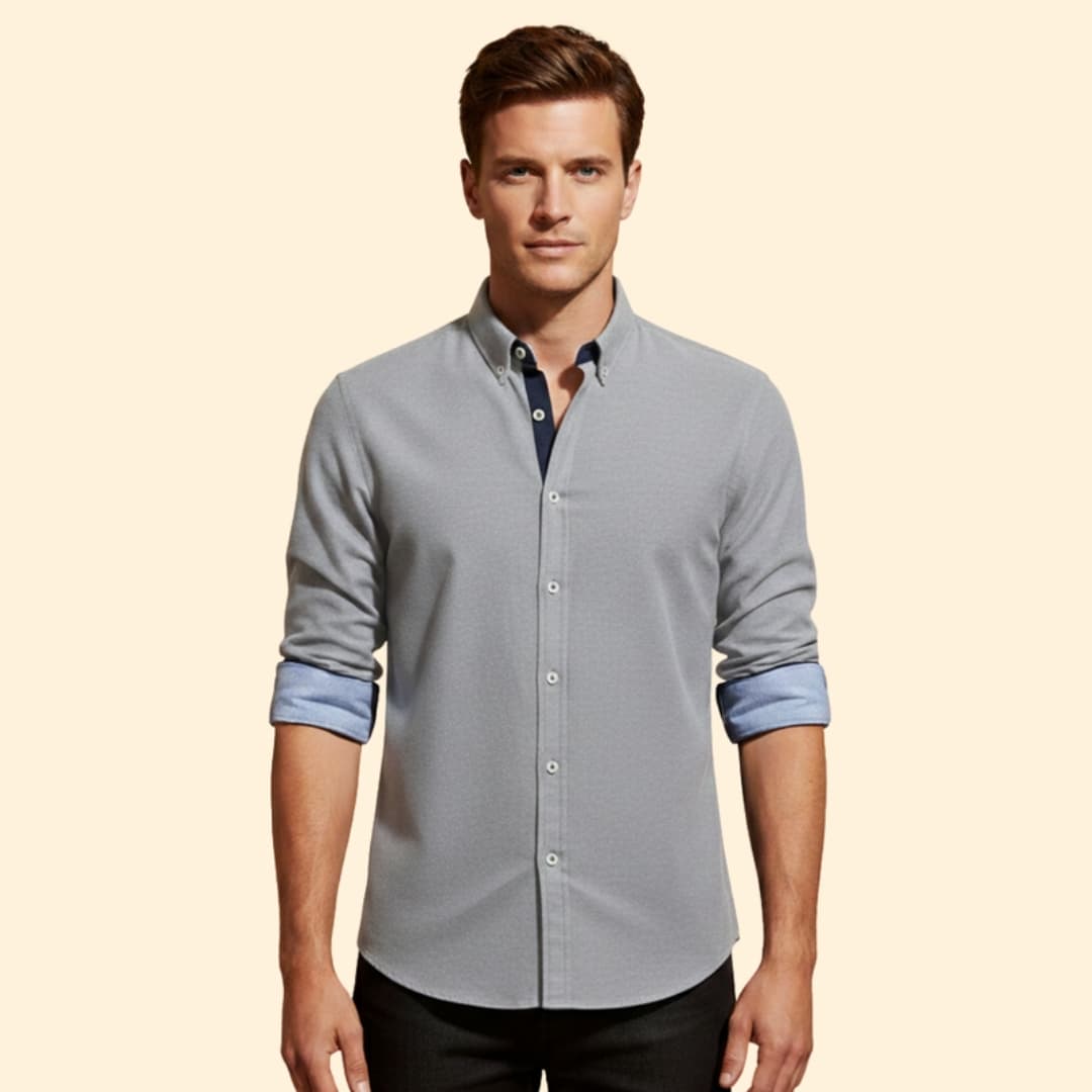 Men’s Slim-Fit Shirt with Cuffed Sleeves
