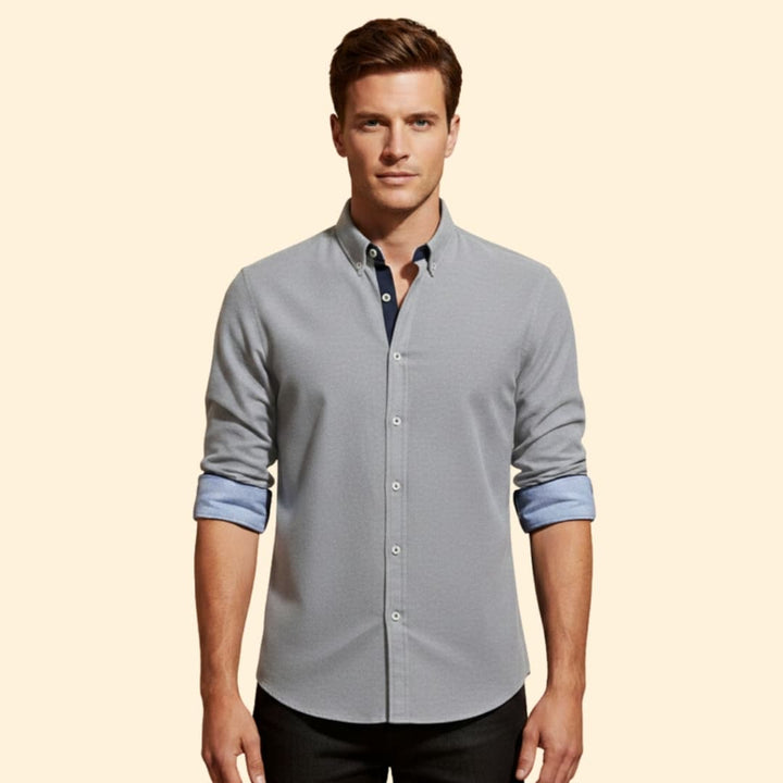 Men’s Slim-Fit Shirt with Cuffed Sleeves