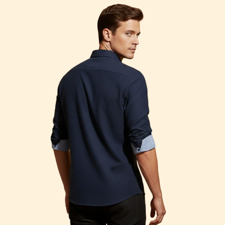Men’s Slim-Fit Shirt with Cuffed Sleeves