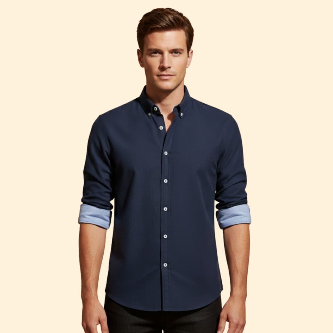 Men’s Slim-Fit Shirt with Cuffed Sleeves