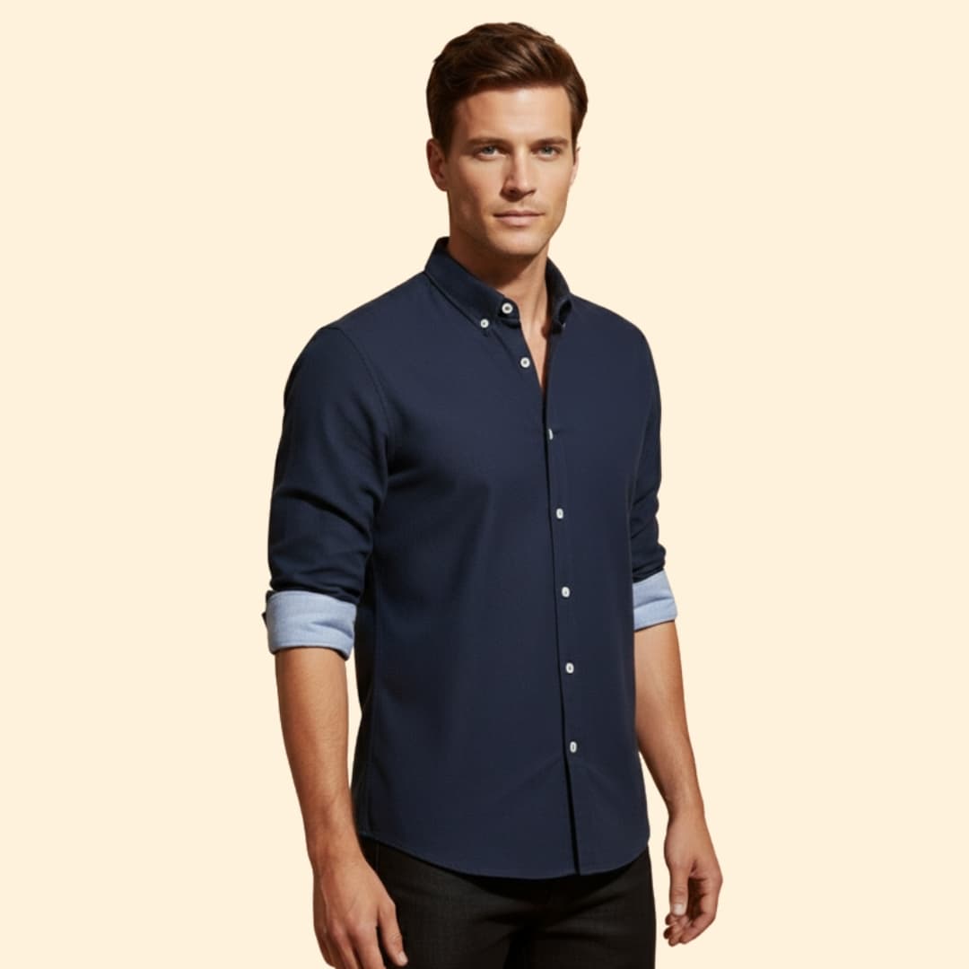 Men’s Slim-Fit Shirt with Cuffed Sleeves