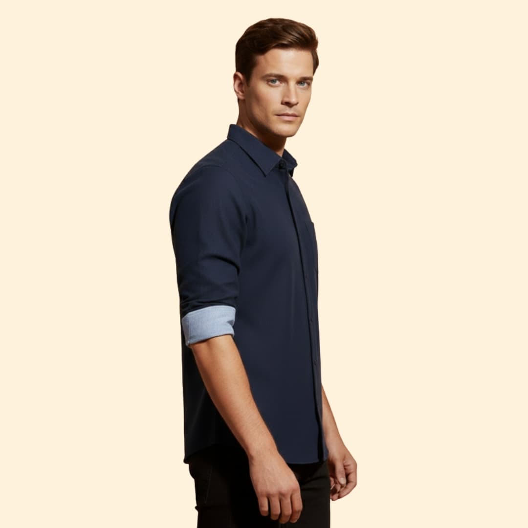 Men’s Slim-Fit Shirt with Cuffed Sleeves