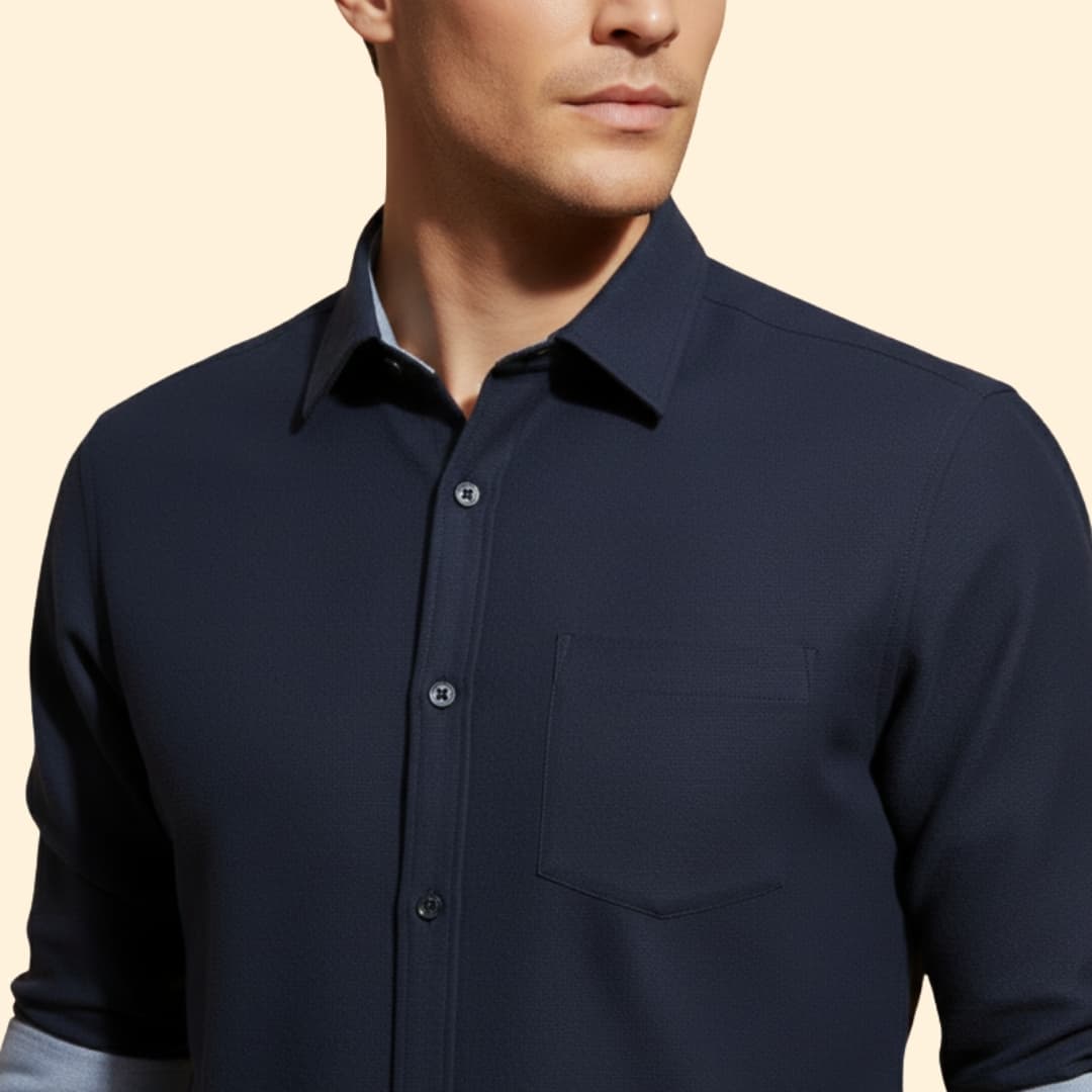 Men’s Slim-Fit Shirt with Cuffed Sleeves