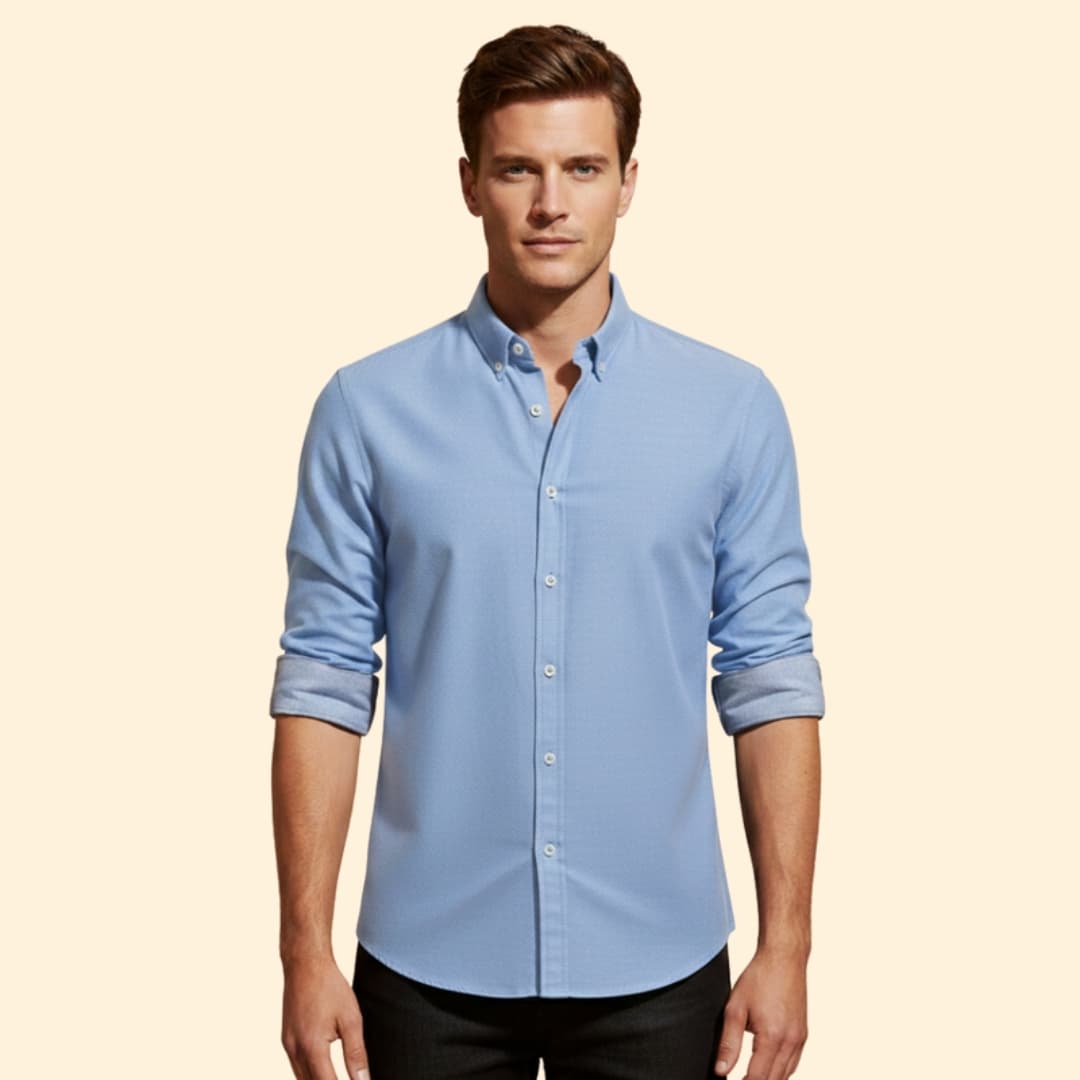 Men’s Slim-Fit Shirt with Cuffed Sleeves