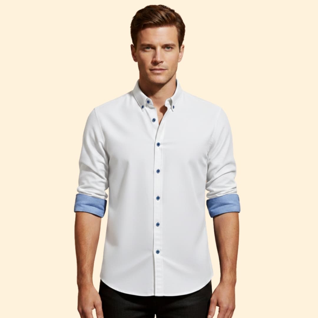 Men’s Slim-Fit Shirt with Cuffed Sleeves