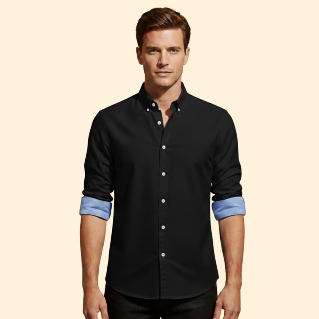 Men’s Slim-Fit Shirt with Cuffed Sleeves