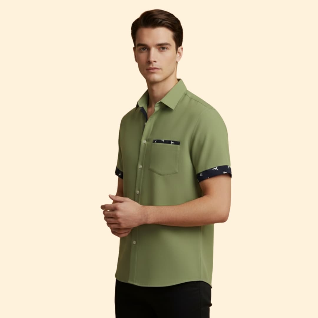 Men’s Slim Fit Shirt with Printed Cuffs