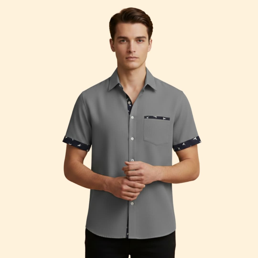 Men’s Slim Fit Shirt with Printed Cuffs