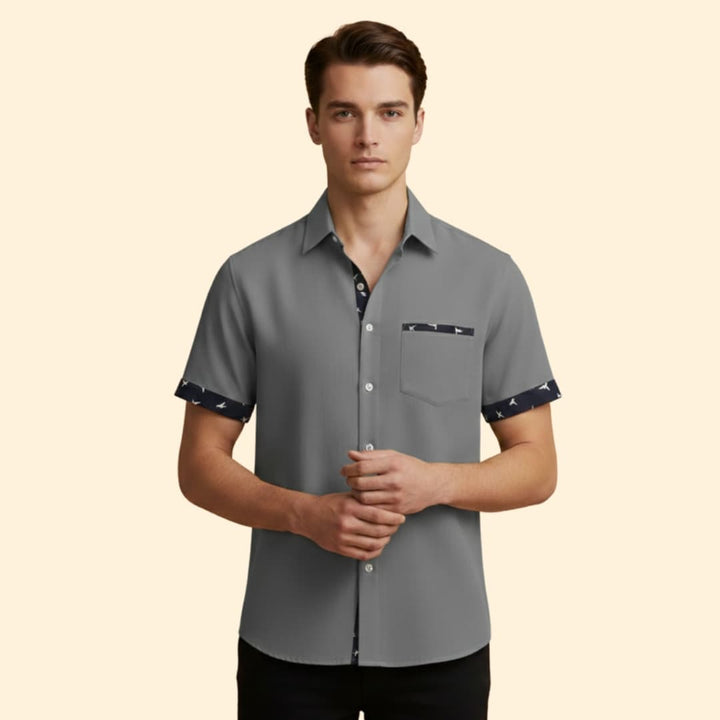 Men’s Slim Fit Shirt with Printed Cuffs