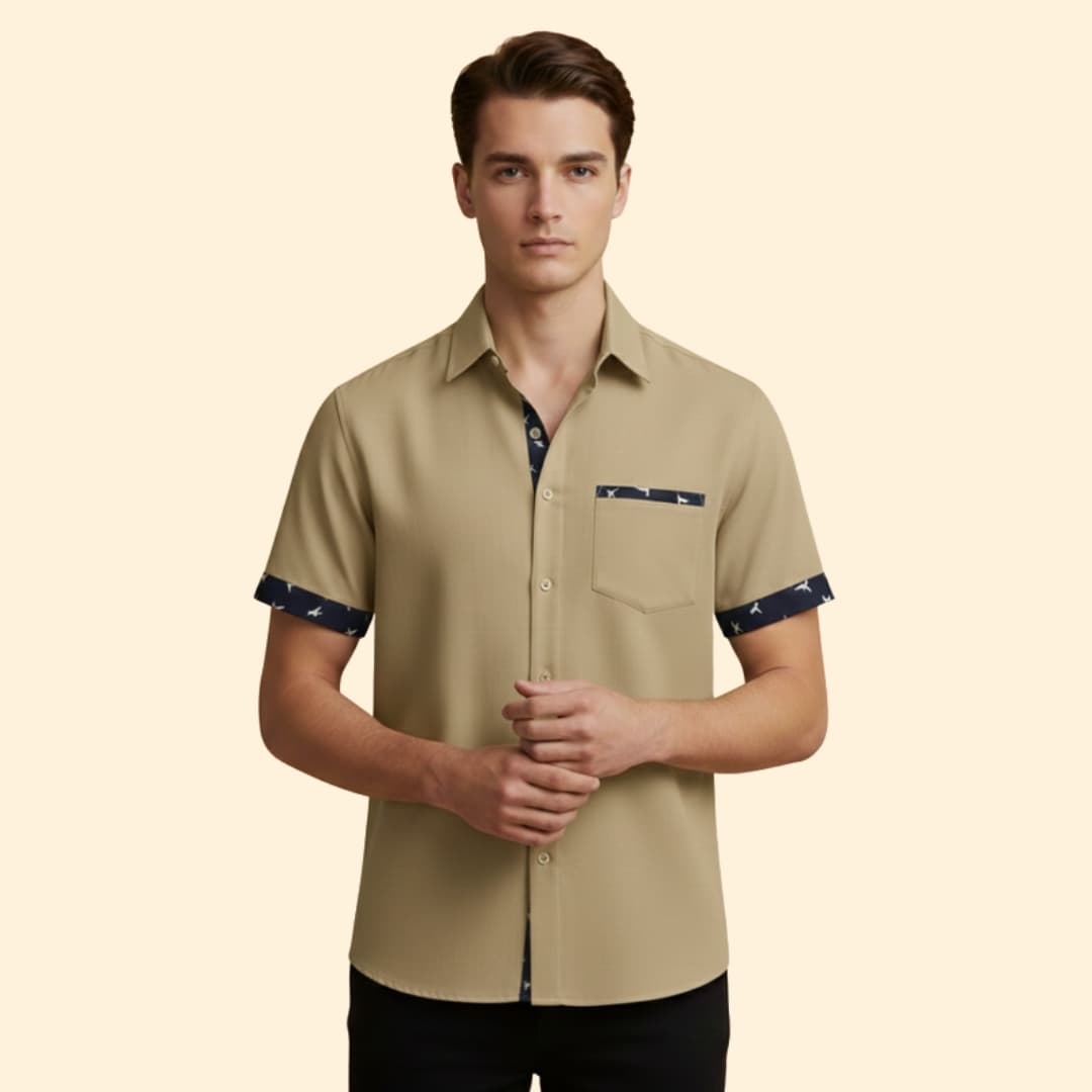 Men’s Slim Fit Shirt with Printed Cuffs