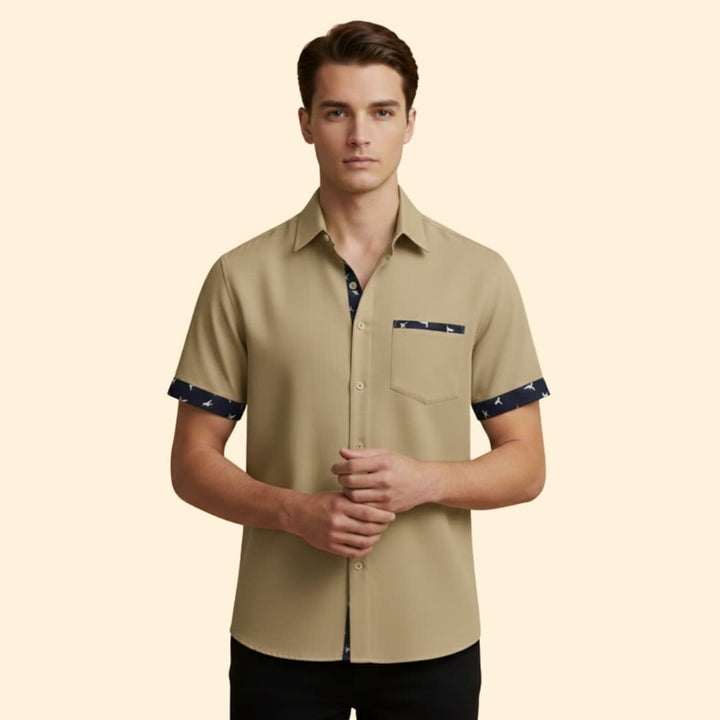 Men’s Slim Fit Shirt with Printed Cuffs