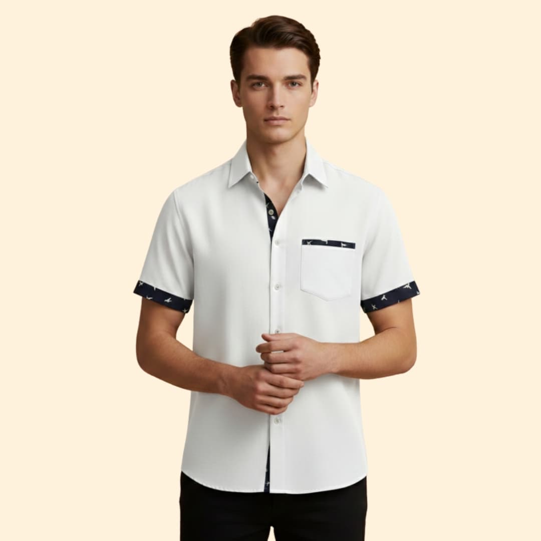 Men’s Slim Fit Shirt with Printed Cuffs