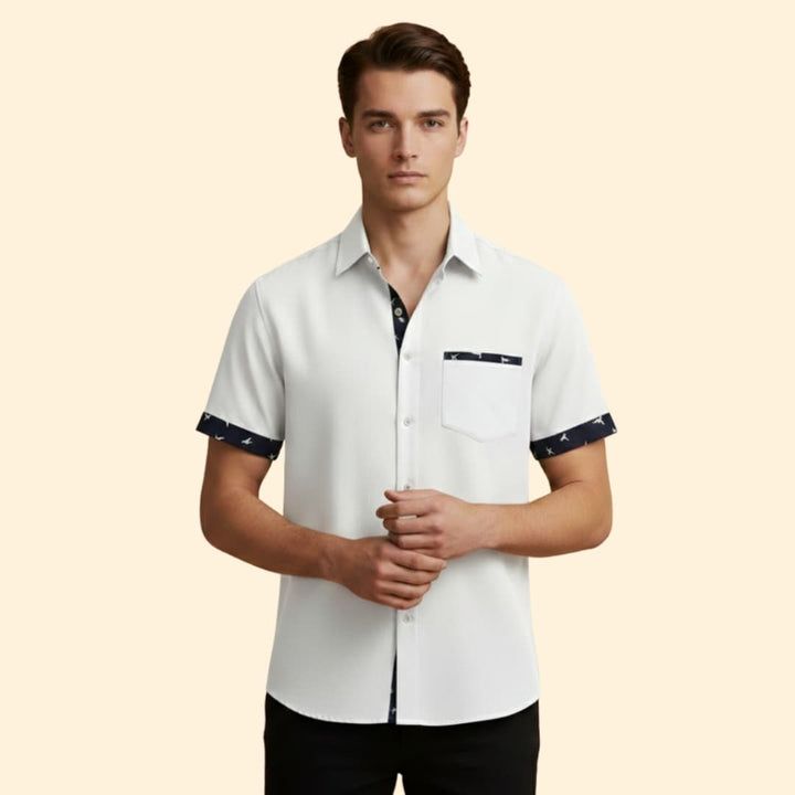 Men’s Slim Fit Shirt with Printed Cuffs