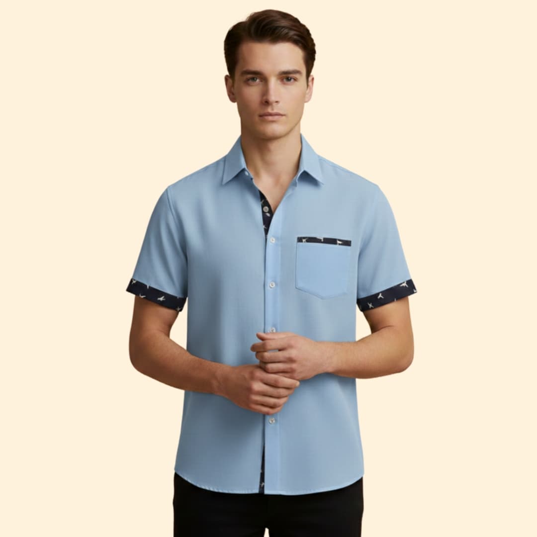 Men’s Slim Fit Shirt with Printed Cuffs