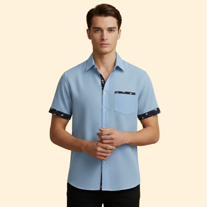 Men’s Slim Fit Shirt with Printed Cuffs