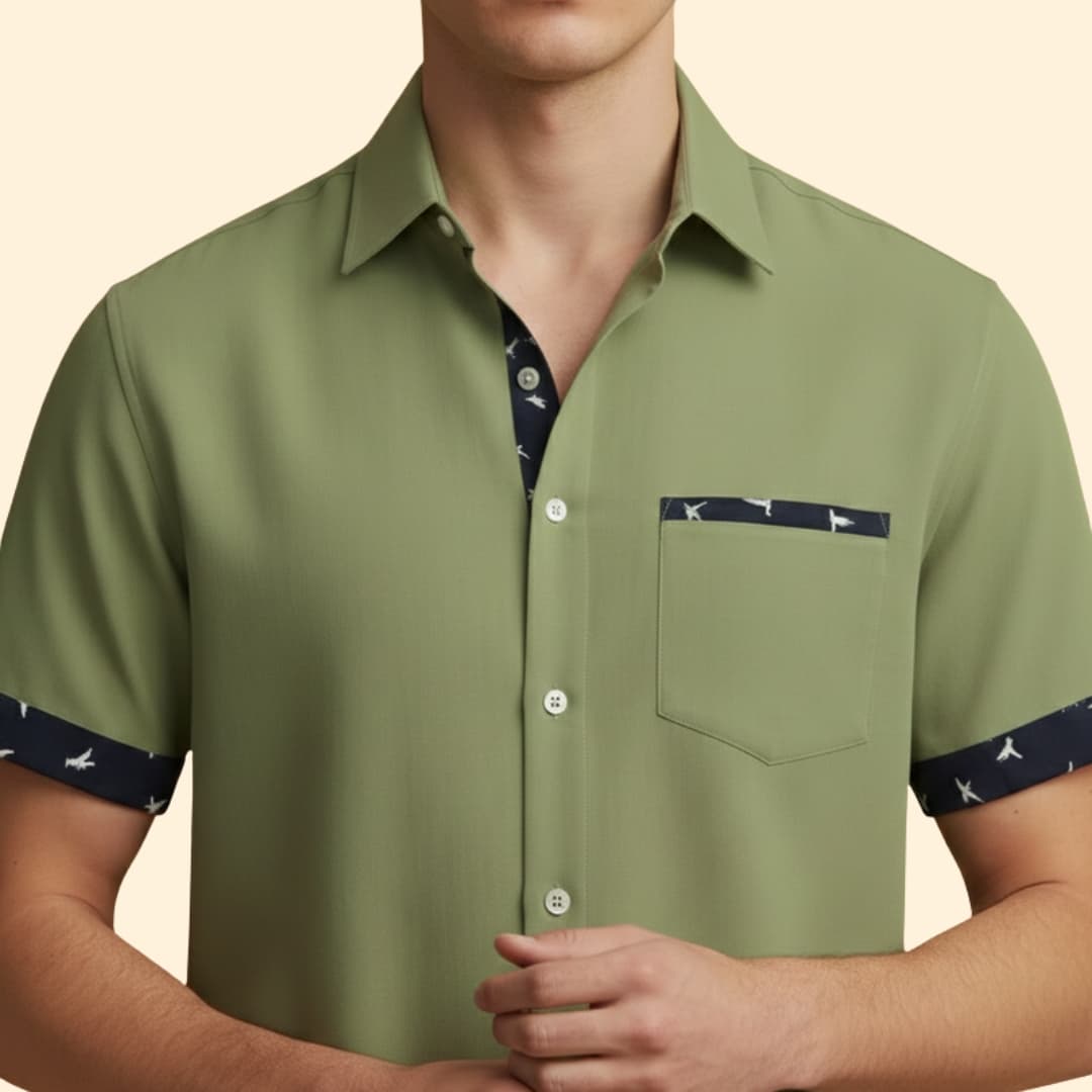 Men’s Slim Fit Shirt with Printed Cuffs