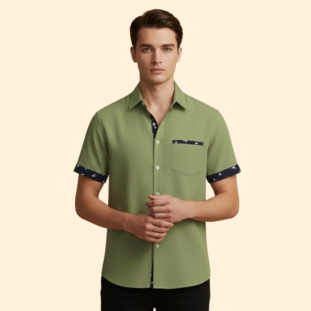 Men’s Slim Fit Shirt with Printed Cuffs