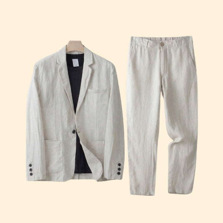 Men’s Slim Fit Suit Set with Button Detailing