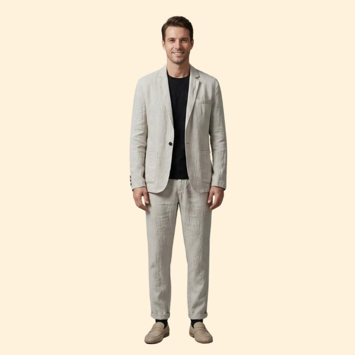 Men’s Slim Fit Suit Set with Button Detailing