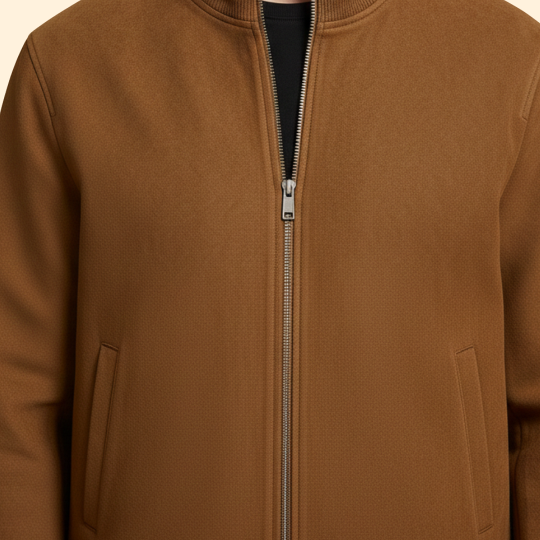 Men’s Bomber Jacket with Knit Collar Design