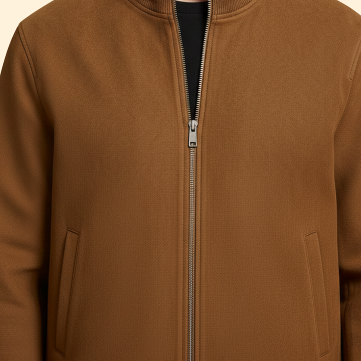 Men’s Bomber Jacket with Knit Collar Design