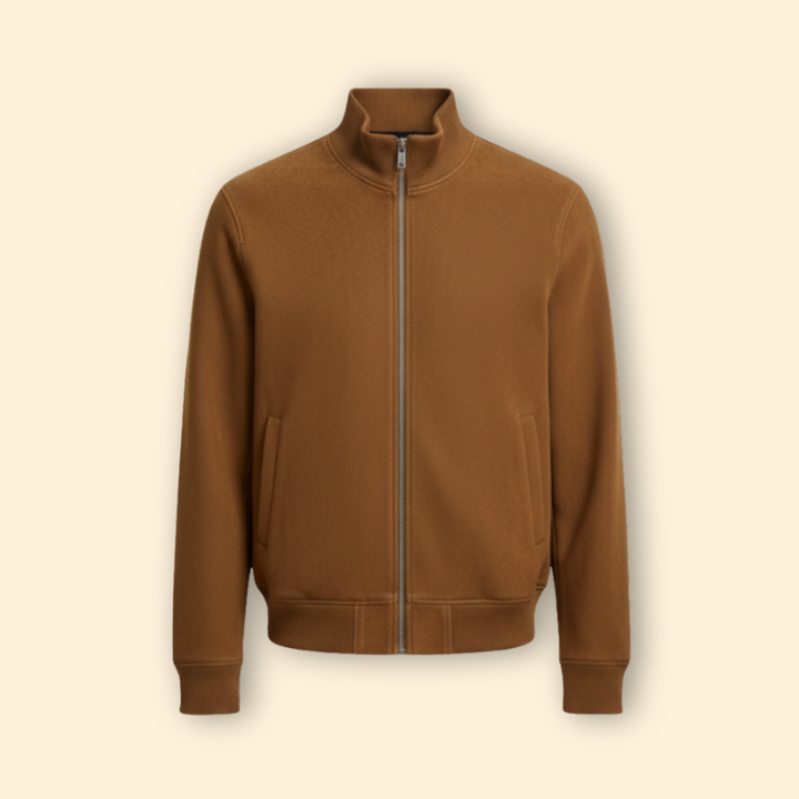 Men’s Bomber Jacket with Knit Collar Design