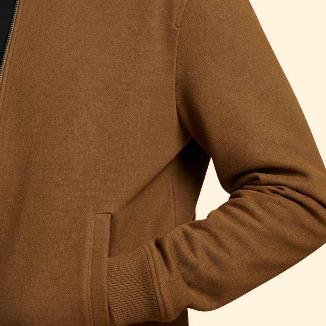 Men’s Bomber Jacket with Knit Collar Design
