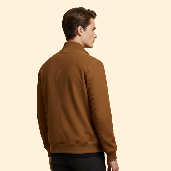 Men’s Bomber Jacket with Knit Collar Design