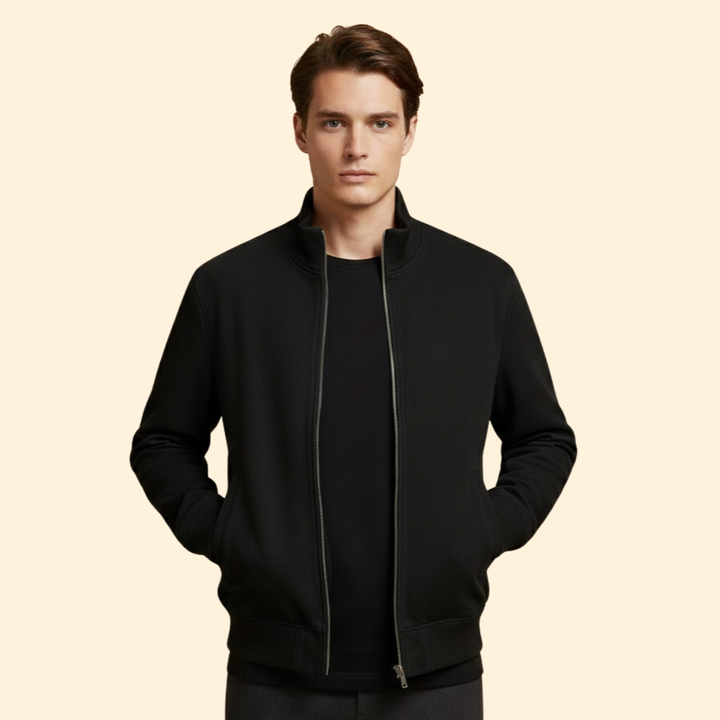 Men’s Bomber Jacket with Knit Collar Design