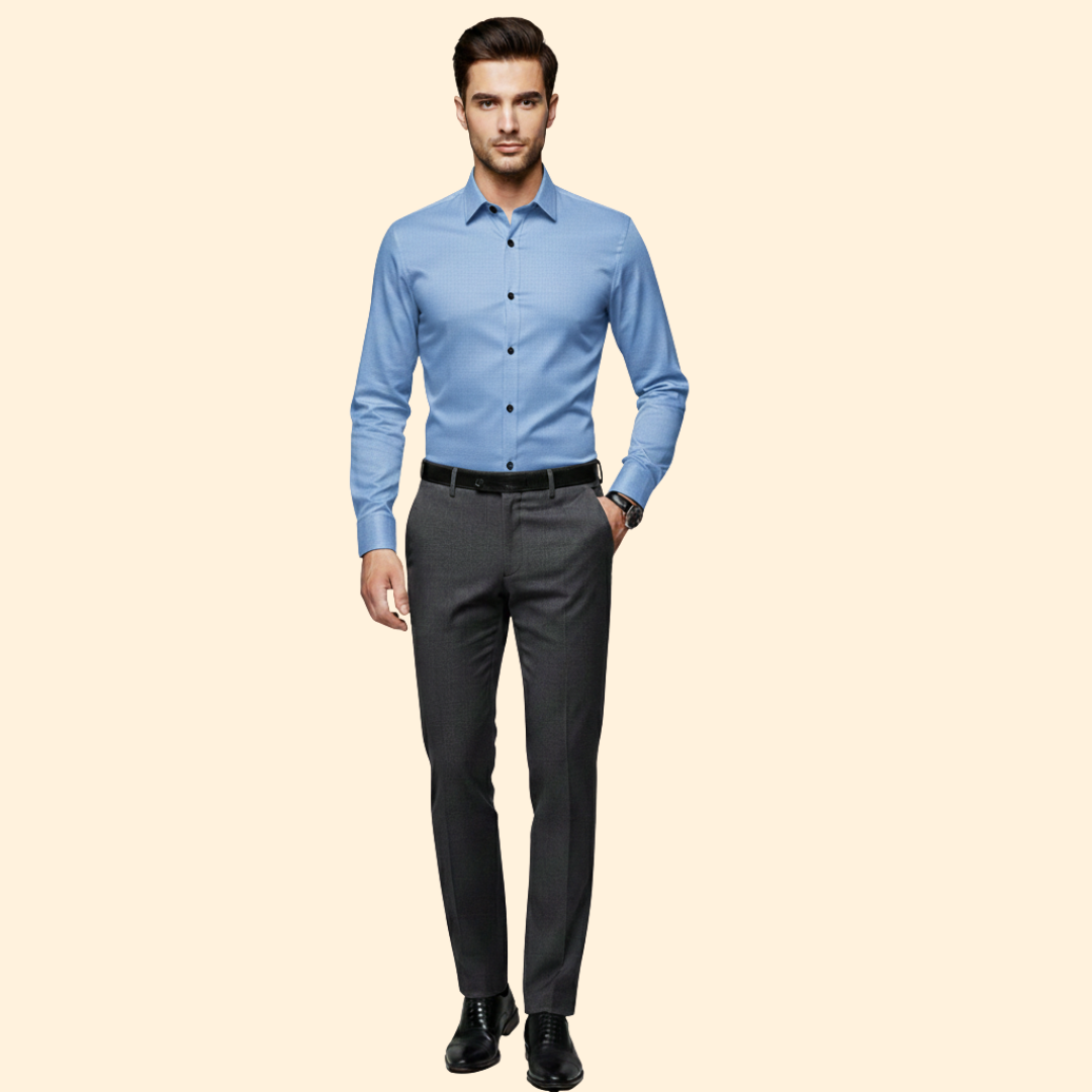 Tommy Men’s Button-Up Shirt with Spread Collar