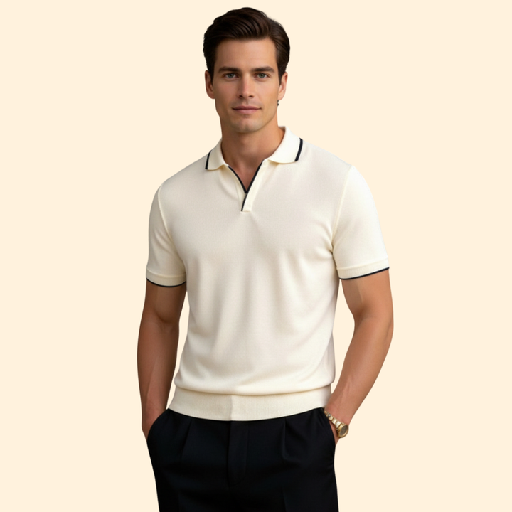 Men’s Short Sleeve Polo with Spread Collar
