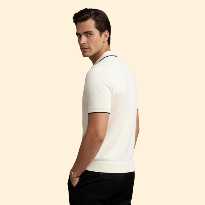 Men’s Short Sleeve Polo with Spread Collar
