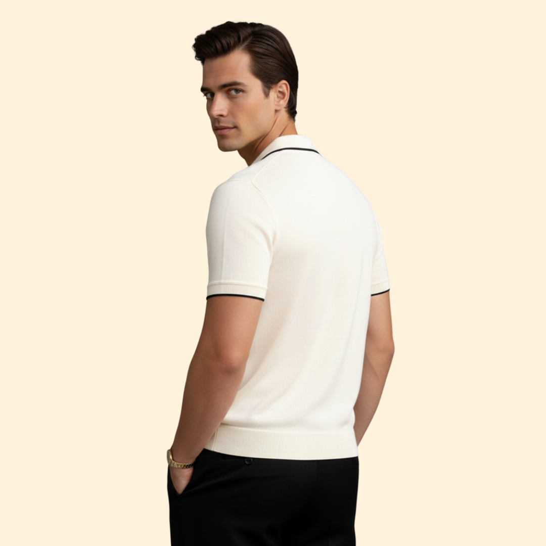 Men’s Short Sleeve Polo with Spread Collar