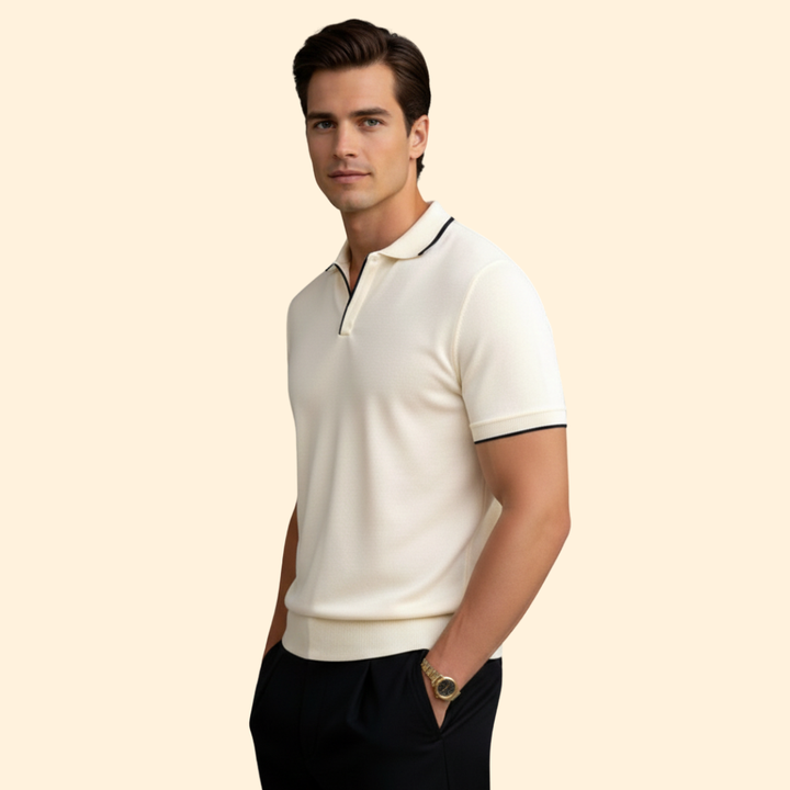 Men’s Short Sleeve Polo with Spread Collar