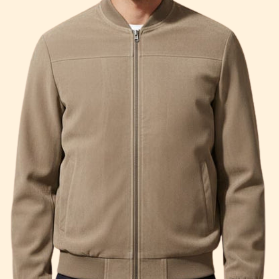 Men’s Bomber Jacket with Zip Front Closure