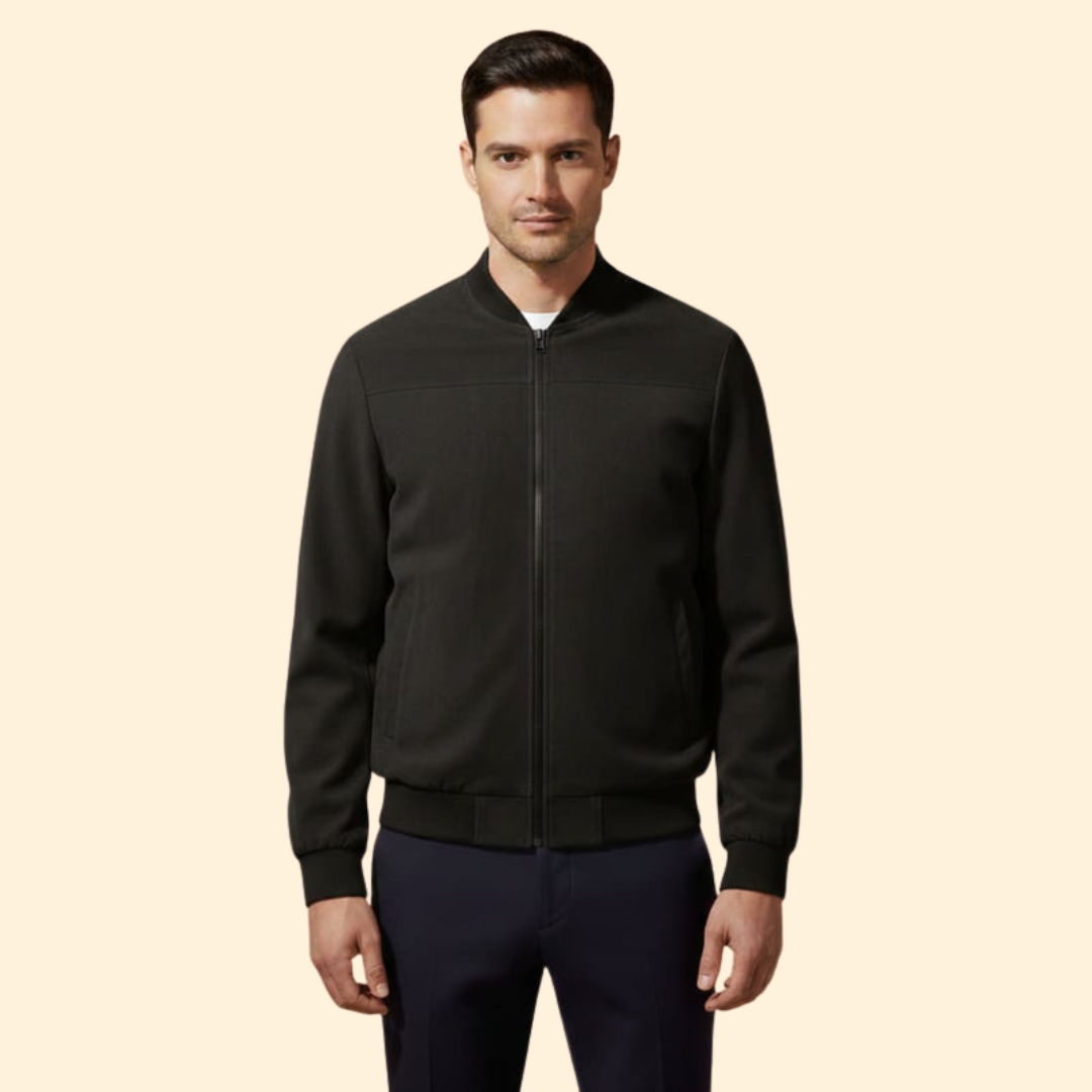 Men’s Bomber Jacket with Zip Front Closure