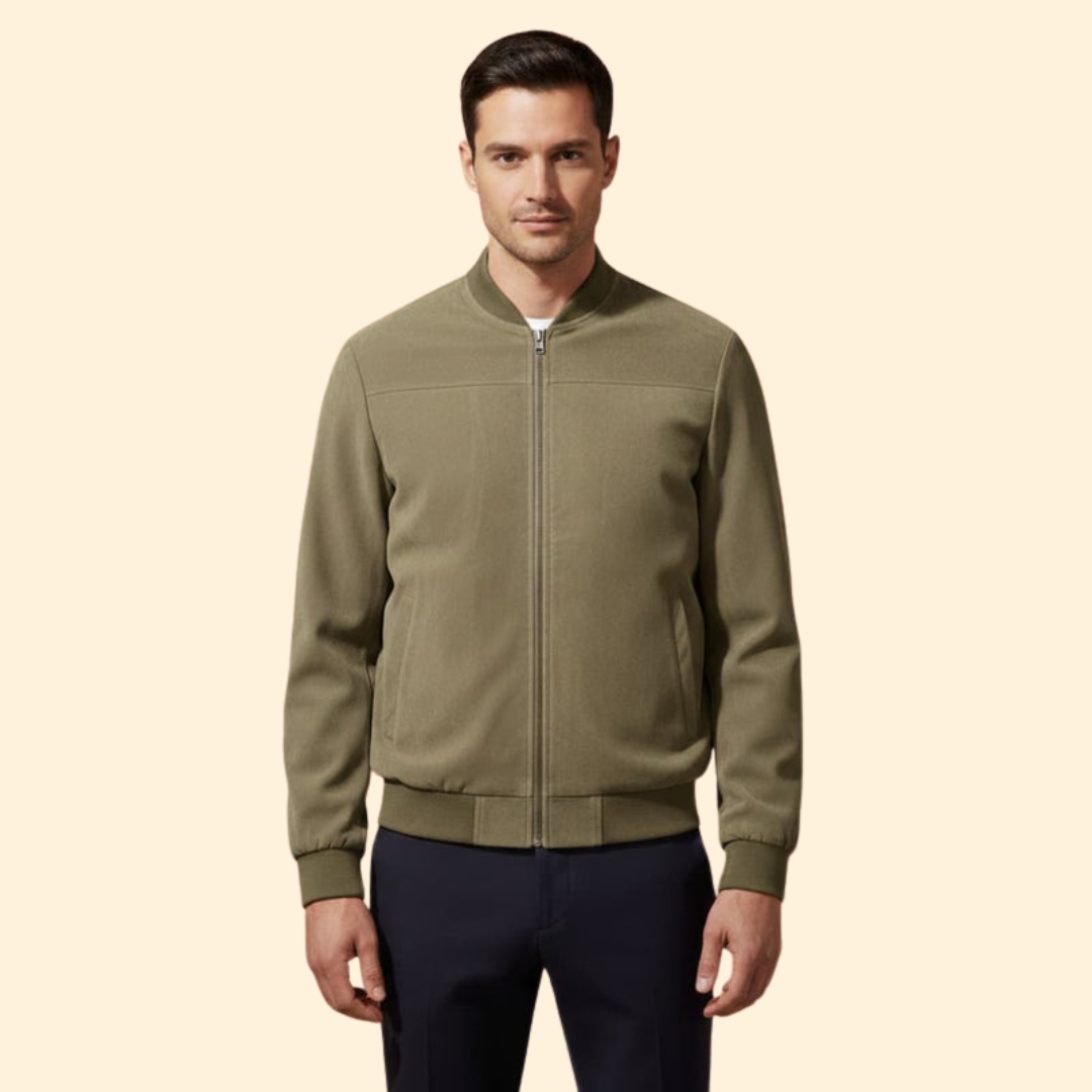 Men’s Bomber Jacket with Zip Front Closure