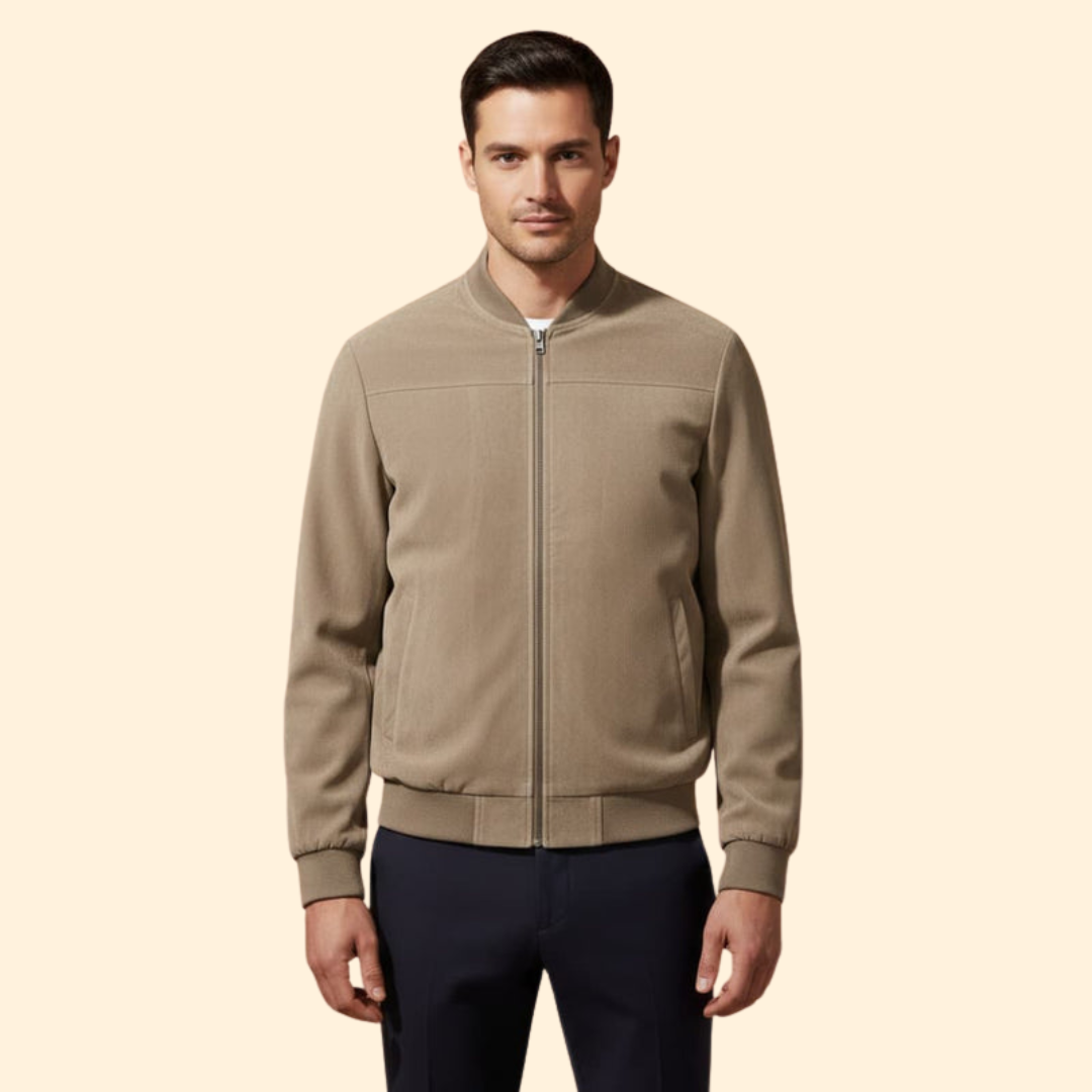 Men’s Bomber Jacket with Zip Front Closure