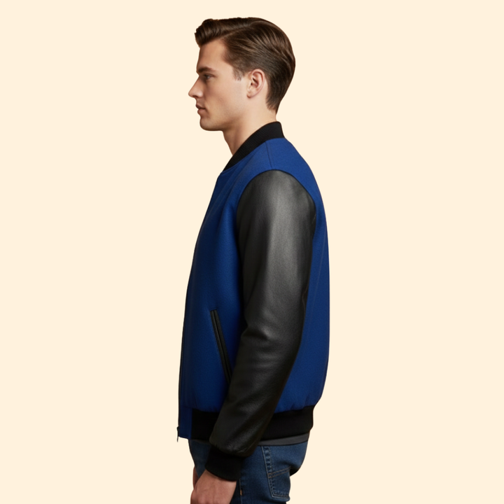 Men’s Sporty Bomber Jacket with Contrast Sleeves