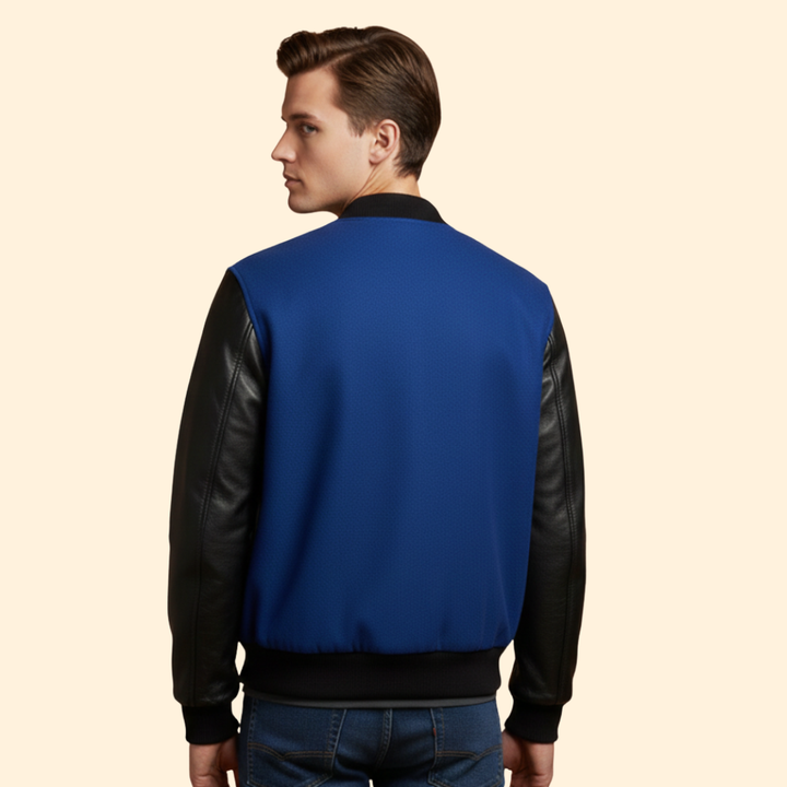 Men’s Sporty Bomber Jacket with Contrast Sleeves