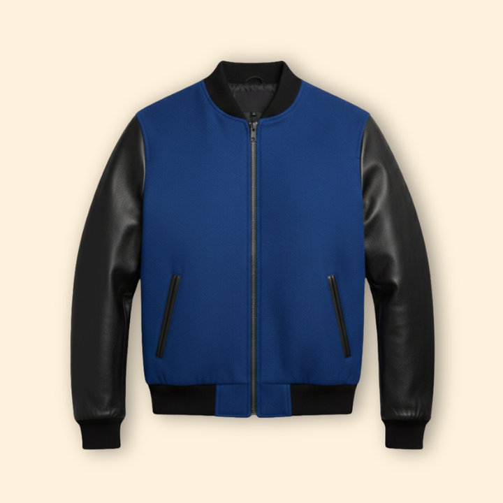 Men’s Sporty Bomber Jacket with Contrast Sleeves