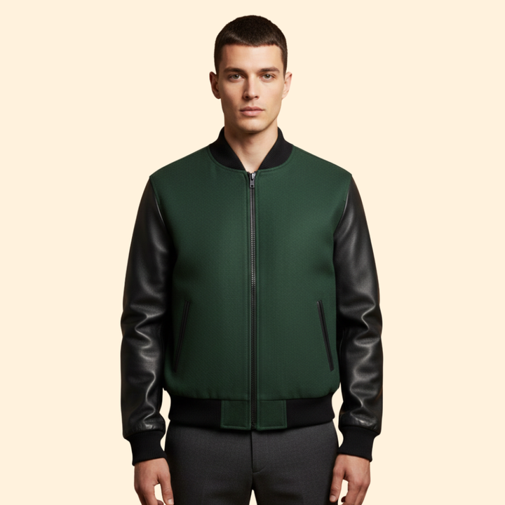 Men’s Sporty Bomber Jacket with Contrast Sleeves