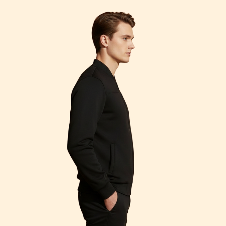 Men’s Sporty Bomber Jacket with Ribbed Trim Design