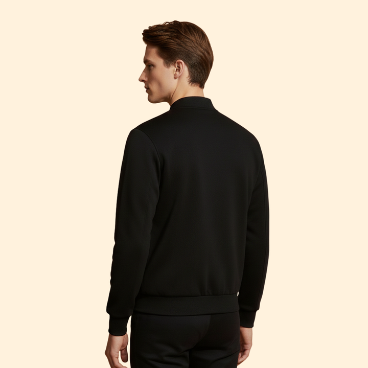 Men’s Sporty Bomber Jacket with Ribbed Trim Design