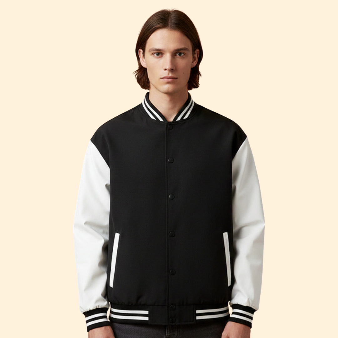 Men’s Bomber Jacket with Snap Button Closure