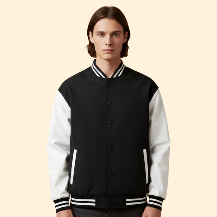 Men’s Bomber Jacket with Snap Button Closure