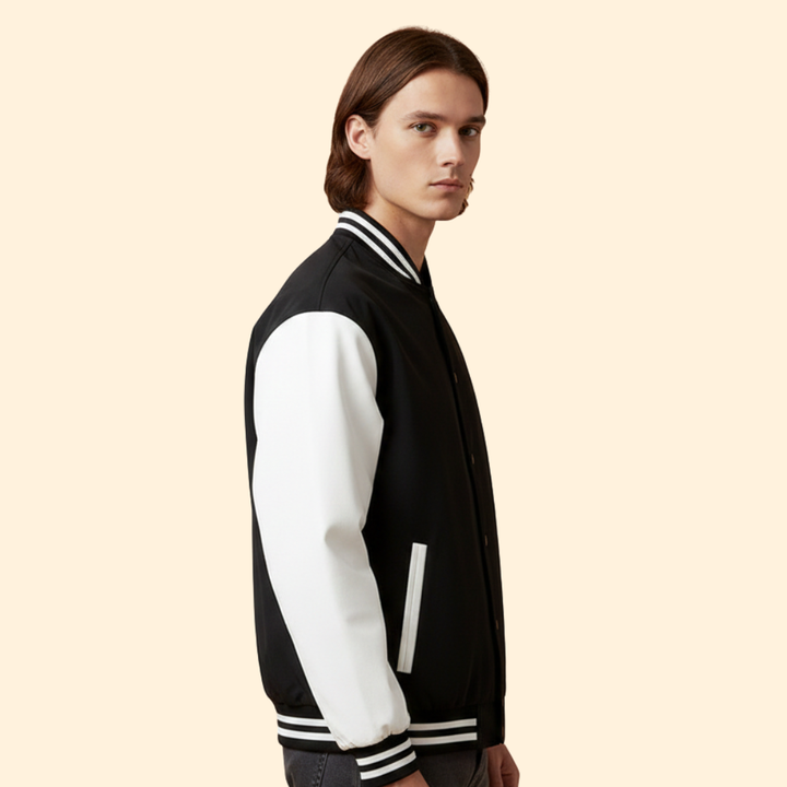Men’s Bomber Jacket with Snap Button Closure